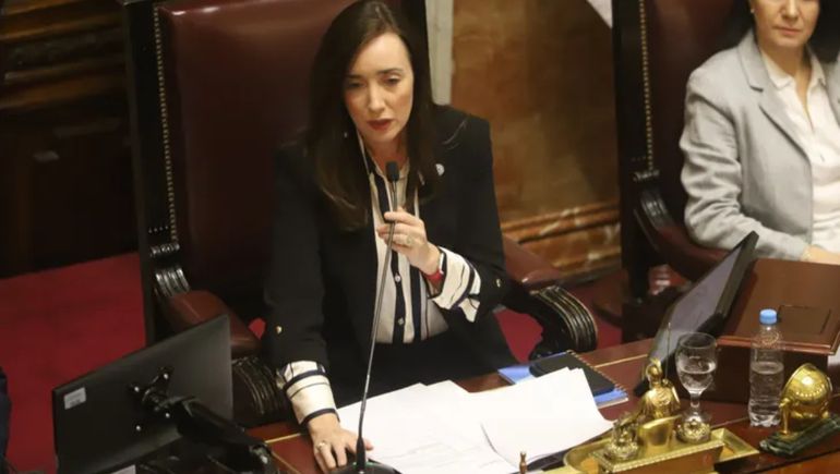 Victoria&nbsp;Villarruel presidi&oacute; la sesi&oacute;n en el Senado de la Naci&oacute;n este jueves.