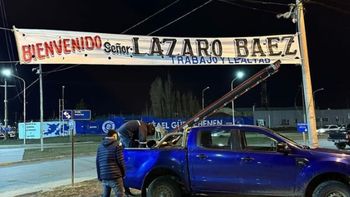 La foto del pasacalles de bienvenidas que publicó Lázaro Báez en su cuenta de Instagram, luego de llegar a El Calafate. La foto del pasacalles de bienvenidas que publicó Lázaro Báez en su cuenta de Instagram, luego de llegar a El Calafate.