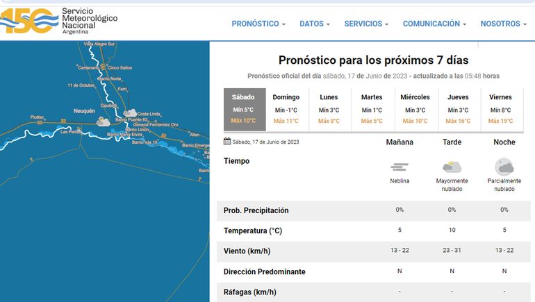 El pronóstico del tiempo para hoy en Neuquén. El pronóstico del tiempo para hoy en Neuquén.