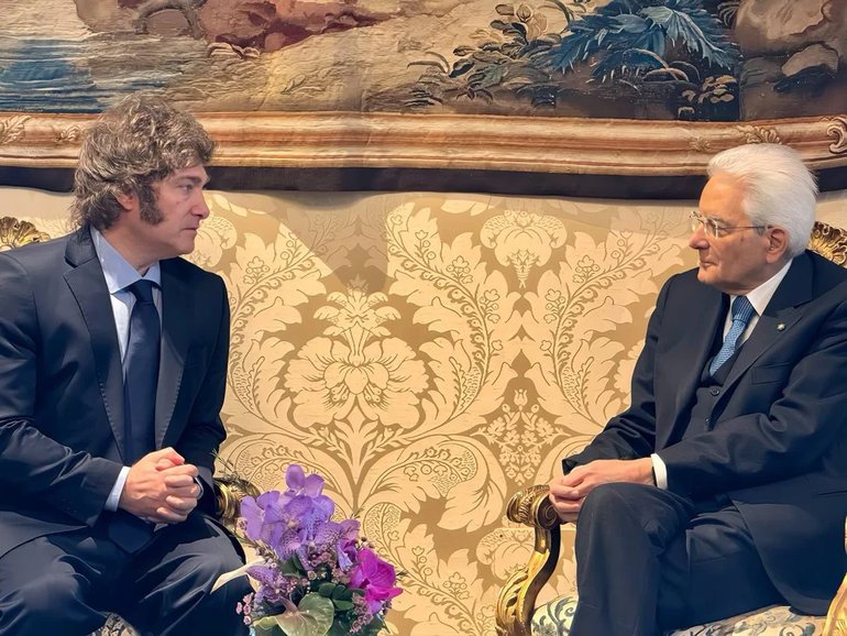 Javier Milei en plena reunión con Mattarella. Javier Milei en plena reunión con Mattarella.