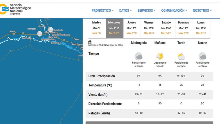 El pronóstico del tiempo indica semana ventosa en Neuquén. El pronóstico del tiempo indica semana ventosa en Neuquén.