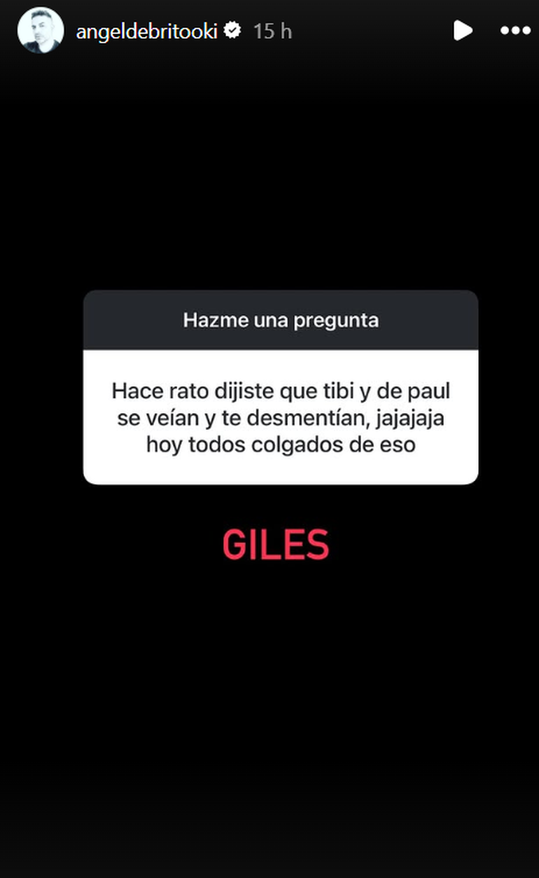 Ángel de Brito en sus historias de instagram, sobre la reconciliación de Tini Stoessel y Rodrigo De Paul Ángel de Brito en sus historias de instagram, sobre la reconciliación de Tini Stoessel y Rodrigo De Paul