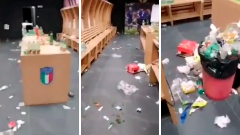 Vergüenza: Así quedó el vestuario de Italia tras el desastre mundial