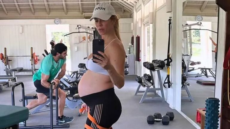 Nicole Neumann, entrenando antes de ser mamá