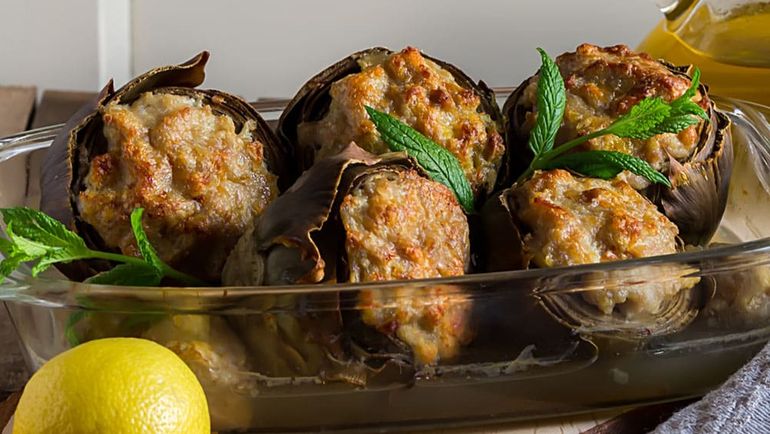 Alcauciles gratinados con parmesano Alcauciles gratinados con parmesano