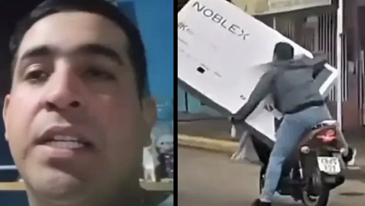 Apareció el correntino al que se le cayó el televisor de la moto: Me lo quería llevar ya