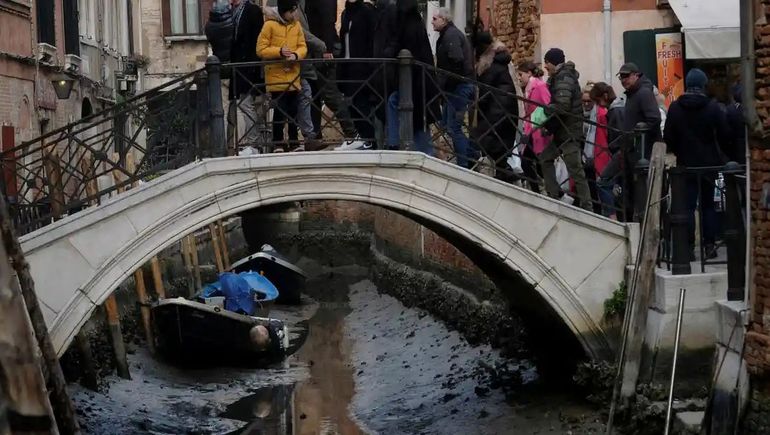 Las imágenes de los canales secos Venecia por falta de lluvias