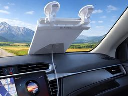 La antena de Starlink Mini con el soporte para el auto. La antena de Starlink Mini con el soporte para el auto.