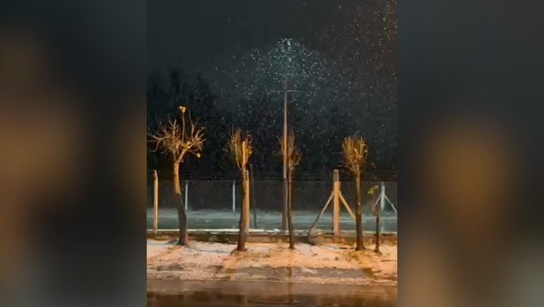 Algunos copos de nieve sorprendieron en la madrugada del sábado en Neuquén