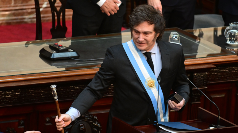 El presidente Javier Milei anunció el proyecto del presupuesto 2025 / Foto NA