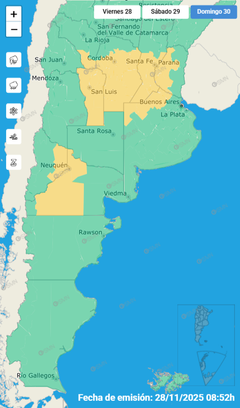 Domingo, último día de alerta amarilla por lluvias en Neuquén. Domingo, último día de alerta amarilla por lluvias en Neuquén.