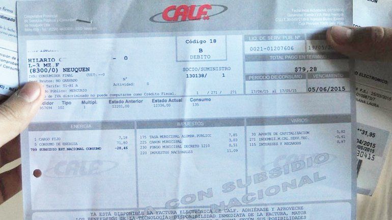 Los neuquinos recibirán la nueva factura de energía con un aumento.