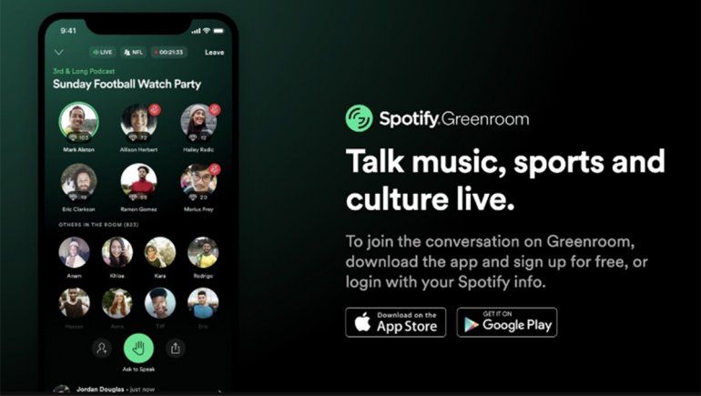 Spotify lanza Greenroom su alternativa a Clubhouse