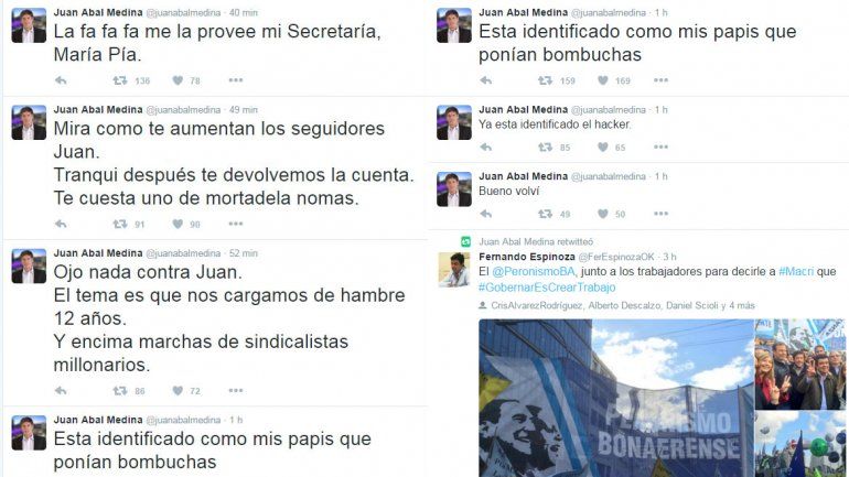 Hackearon el Twitter de Abal Medina y publicaron mensajes insólitos
