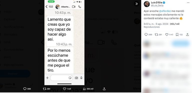 El mensaje de Alberto Fernández a Luis D'Elía. El mensaje de Alberto Fernández a Luis D'Elía.