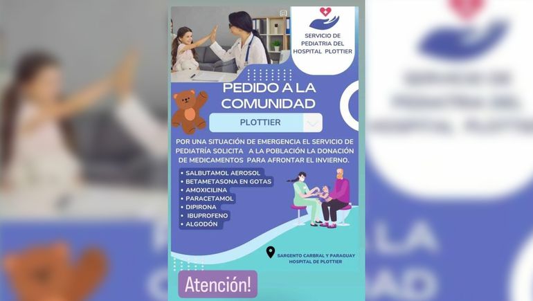 El Hospital Plottier pide donaciones de medicamentos. El Hospital Plottier pide donaciones de medicamentos.