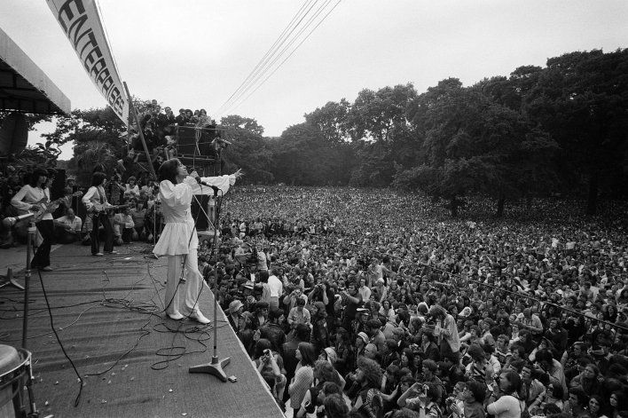 Los Rolling Stones en un recital en Hyde Park en 1969. 