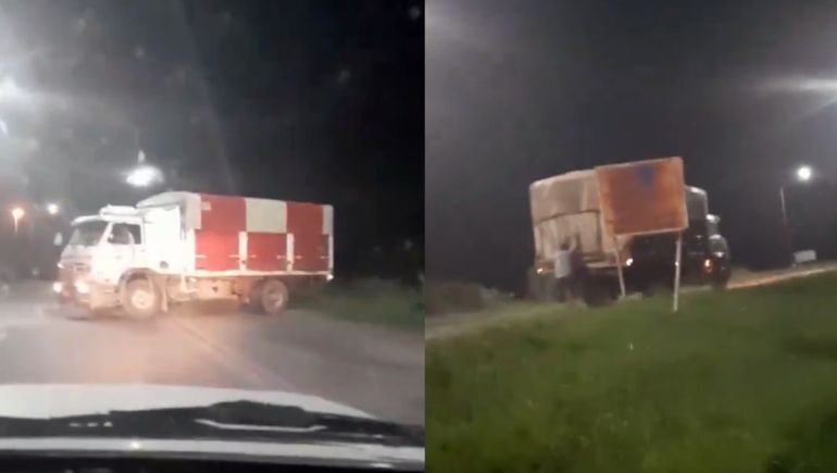 Fragmentos del video: el camión girando en U para chocar a la familia