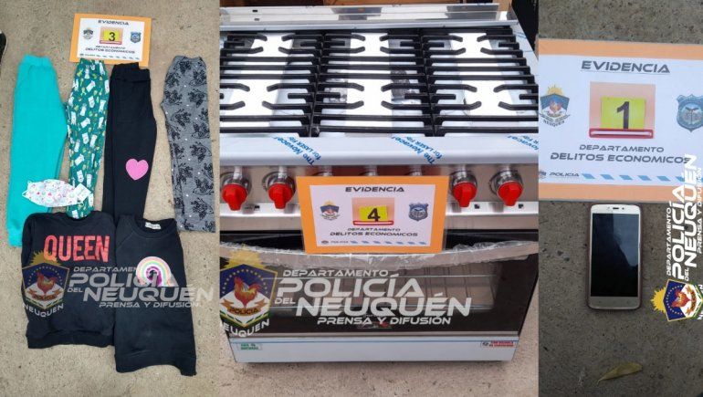 Algunos de los elementos que recuperó la Policía tras la estafa con una tarjeta de crédito.