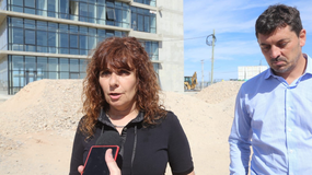María Pasqualini y Gastón Contardi, en el Polo Científico y Tecnológico.