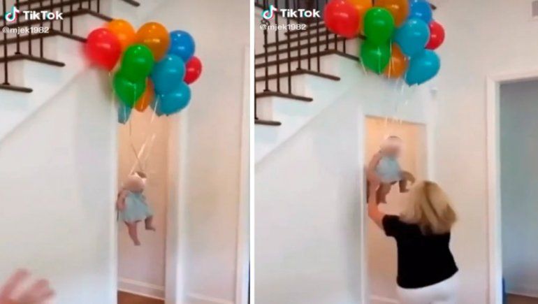 TikTok: mujer se alarmó al ver que su hija se elevaba con varios globos.