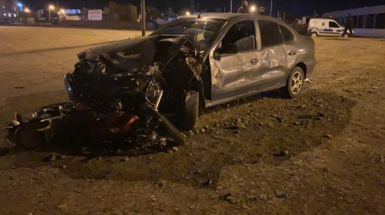 El accidente de 2021 en Playa Unión, en el que la mujer que ibna en moto perdió el pie izquierdo. El accidente de 2021 en Playa Unión, en el que la mujer que ibna en moto perdió el pie izquierdo.