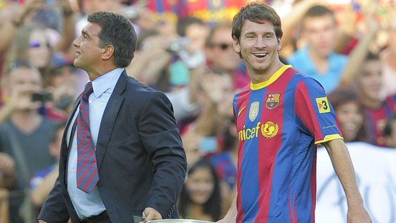 Joan Laporta junto a Lionel Messi en el año 2010.