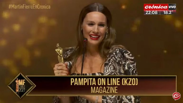 Pampita recibió un Martín Fierro y se emocionó: Es un orgullo para mí