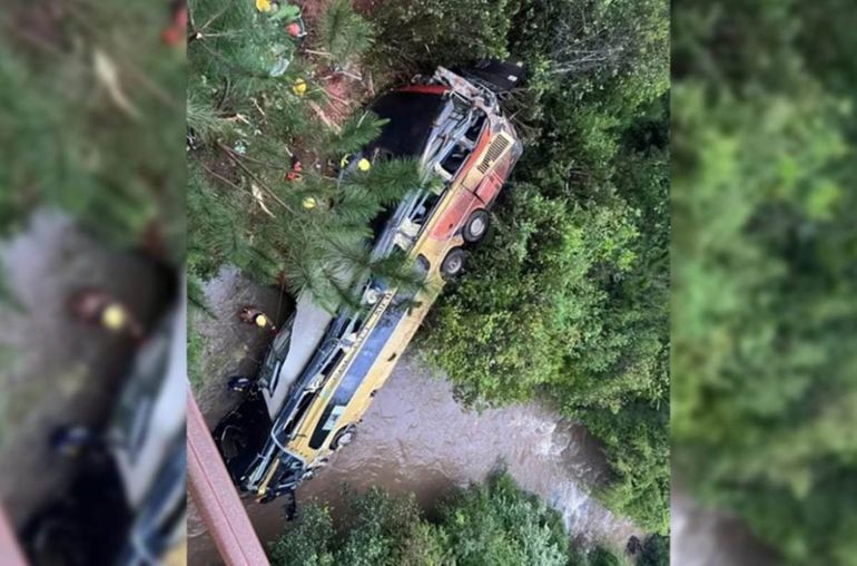 El colectivo que cayó al arroyo en Misiones dejó 7 víctimas fatales y varios heridos en grave estado. | LM Neuquen El colectivo que cayó al arroyo en Misiones dejó 7 víctimas fatales y varios heridos en grave estado.