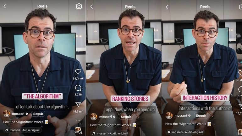 Uno de los reels con los que Adam Mosseri explica la lógica de los algoritmos sobre los que se basa Instagram. Uno de los reels con los que Adam Mosseri explica la lógica de los algoritmos sobre los que se basa Instagram.