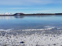 Laguna Blanca se convirtió en una peligrosa pista de hielo. Foto: gentileza. Laguna Blanca se convirtió en una peligrosa pista de hielo. Foto: gentileza.