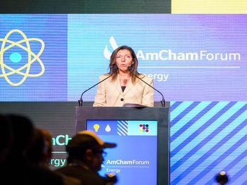 La presidenta de la Cámara de Comercio de Estados Unidos en Argentina, Mariana Schoua, en el evento de Amcham.