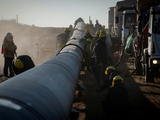 Trabajadores, durante la construcción del Gasoducto Néstor Kirchner.