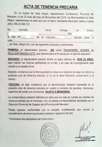 La tenencia precaria de unos de los lotes en el barrio de Vista Alegre donde estaba Paredes.