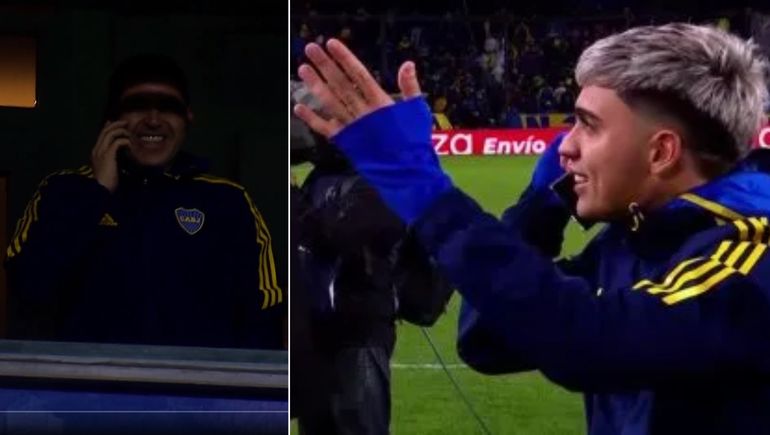 Riquelme llamó al Changuito Zeballos desde el palco.