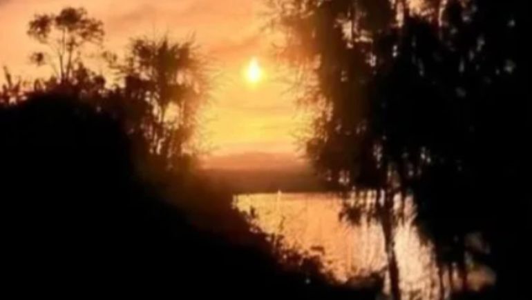 Así quedó registrado el fenómeno en el video de una cámara de seguridad cercana al Nahuel Huapi