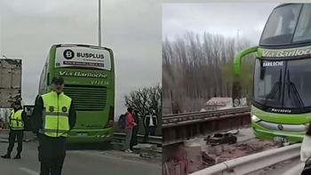 photoEl colectivo quedó suspendido en el medio del puente Carretero. photoEl colectivo quedó suspendido en el medio del puente Carretero.