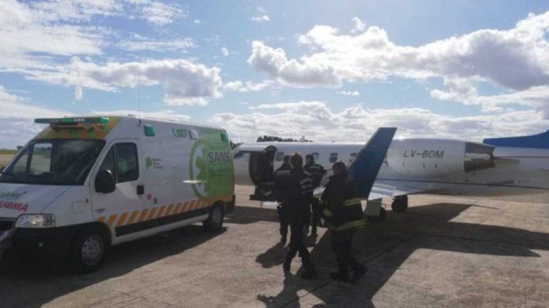 Trasladaron en vuelo sanitario a la única sobreviviente del trágico choque