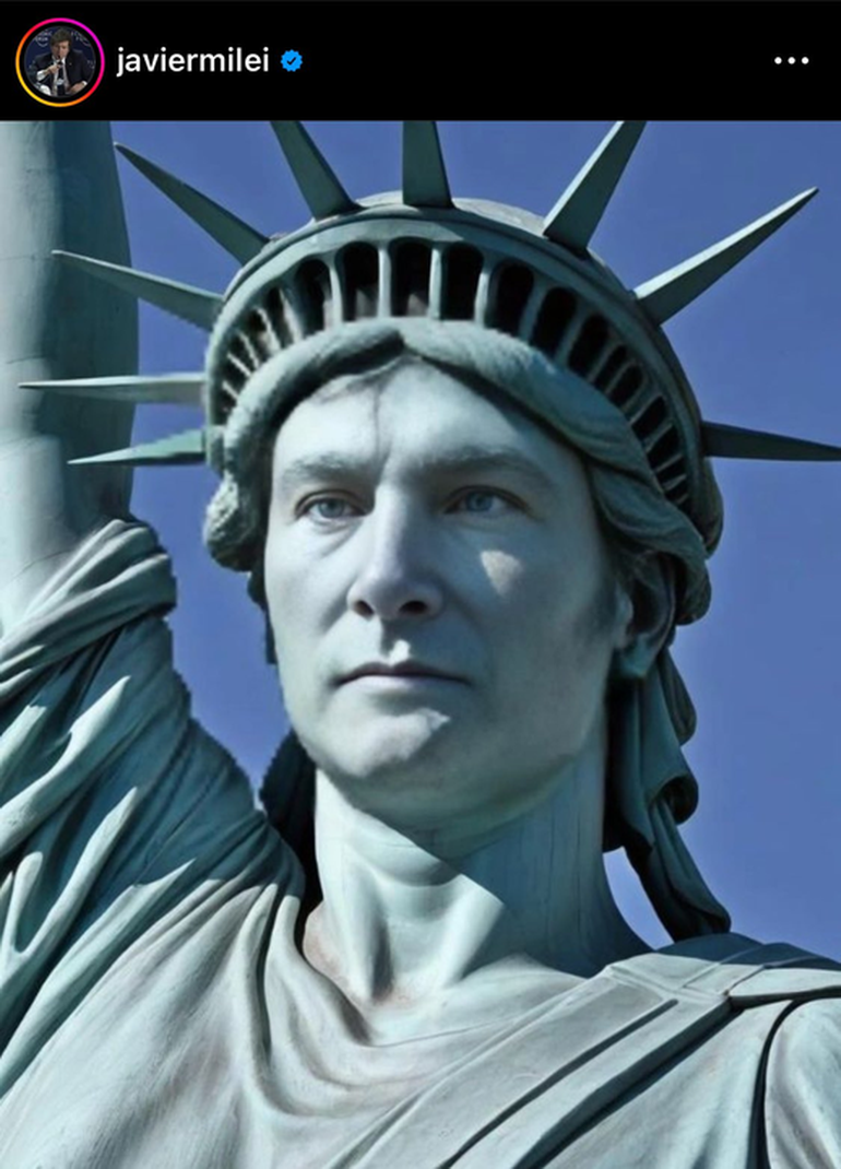 El posteo de Javier Milei en Instagram. El posteo de Javier Milei en Instagram.