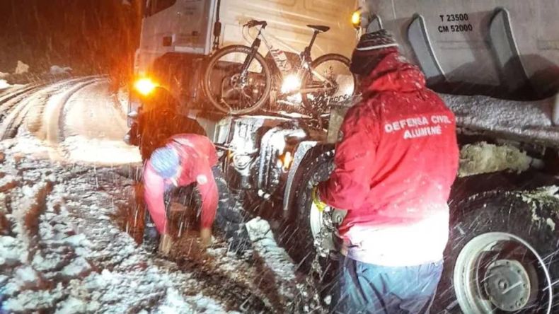 Temporal de nieve en Neuquén: rescates en medio de las rutas y camiones atascados