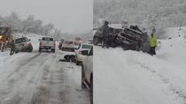 ¡un peligro! la caotica escena que quedo grabada en una ruta de la cordillera, en medio del temporal de nieve ¡un peligro! la caotica escena que quedo grabada en una ruta de la cordillera, en medio del temporal de nieve