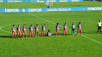 La jugadora en plena protesta tras la derrota por 10 a 0. La jugadora en plena protesta tras la derrota por 10 a 0.