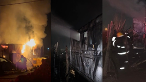 Gran tensión por el incendio generalizado de un tráiler en el desarmadero más importante de Centenario.