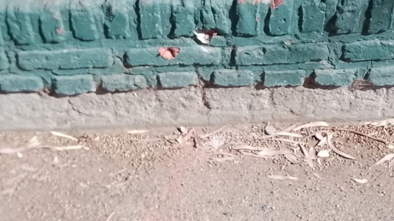 Las balas en el paredón del CPEM 40. Las balas en el paredón del CPEM 40.