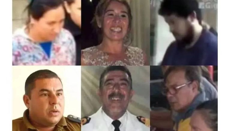 Antonio Benítez, Mónica del Carmen Millapi, Daniel “Fierrito” Ramírez, María Caillava, Carlos Pérez, detenidos por el delito de captación de personas con fines de explotación y el comisario Walter Maciel, imputado por encubrimiento.