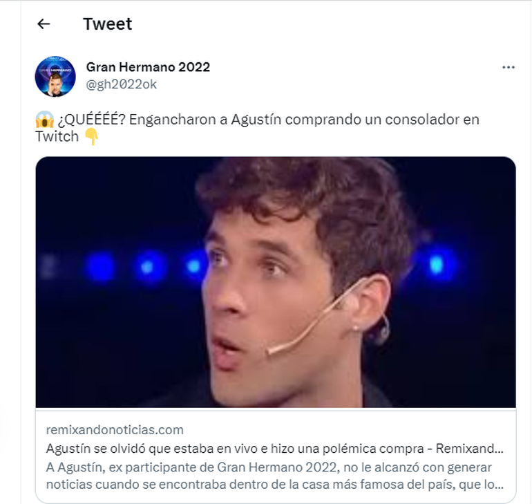 El descuido de Agustín generó revuelo en las redes sociales.