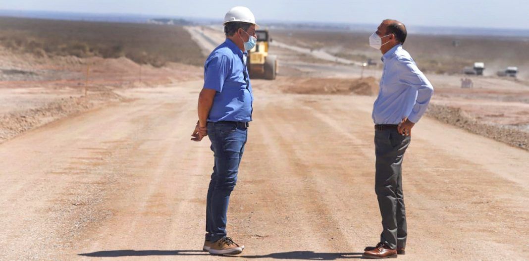 Gutiérrez visitó hoy la obra de pavimentación de la Ruta 67.
