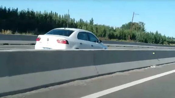 ¡Un peligro! Lo filmaron manejando en contramano por la Ruta 22