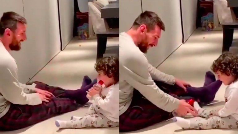 El tierno juego de Messi con su hijo Ciro
