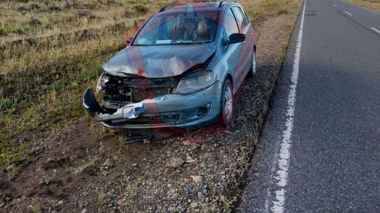 El auto que chocó al ciervo terminó sobre la banquina de la Ruta 234.